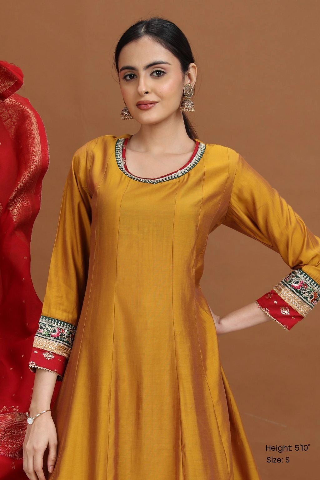 Mustard Embroidered Anarkali Ethnic Set