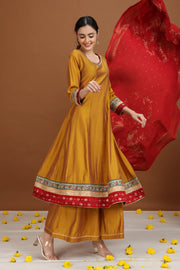 Mustard Embroidered Anarkali Ethnic Set