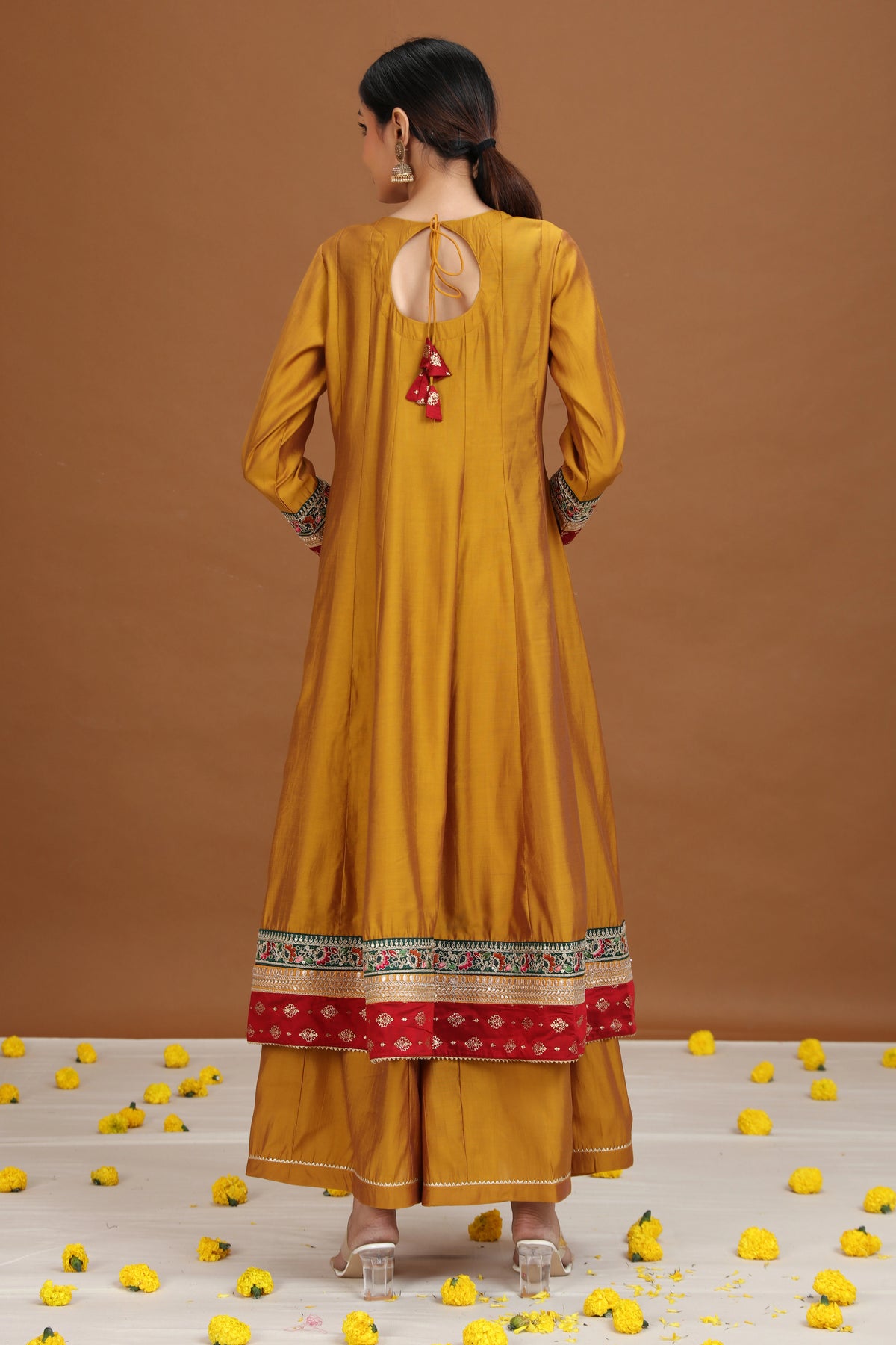 Mustard Embroidered Anarkali Ethnic Set