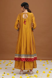 Mustard Embroidered Anarkali Ethnic Set