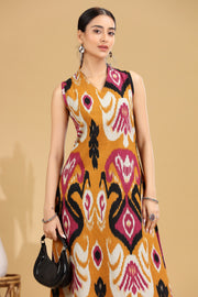 Mustard Ikat Design A-Line Co-ord Set