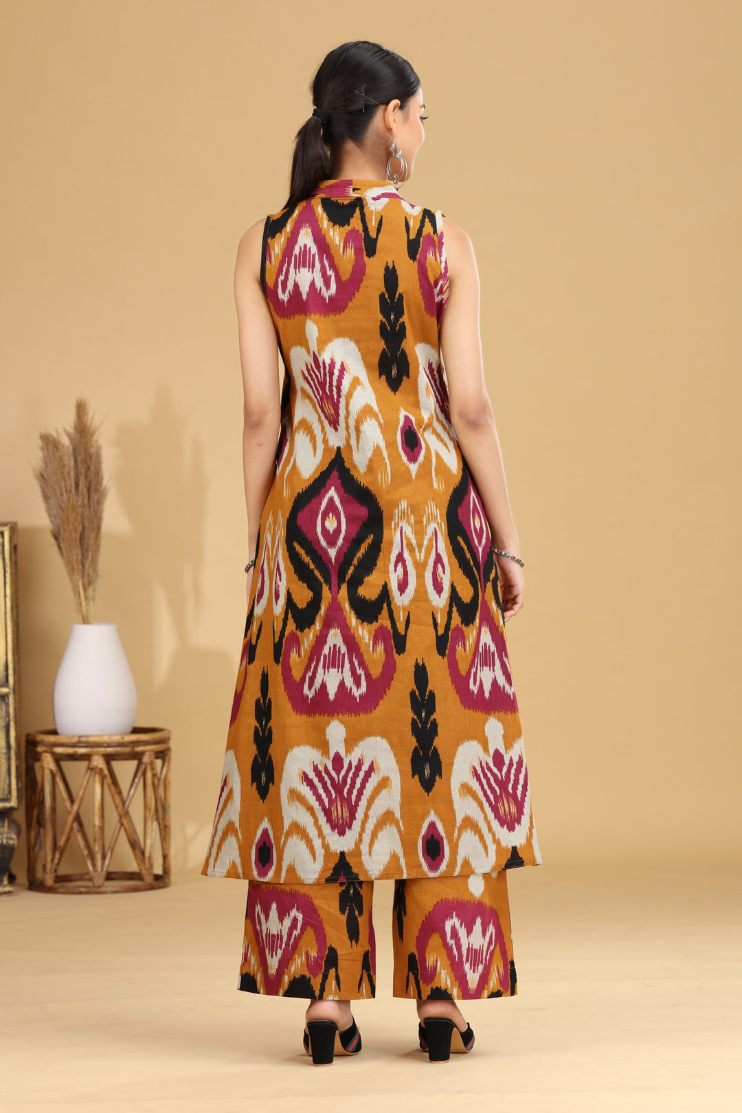 Mustard Ikat Design A-Line Co-ord Set