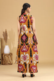 Mustard Ikat Design A-Line Co-ord Set