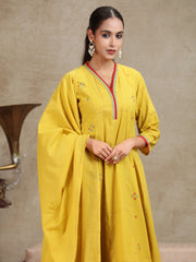 Mustard Solid Anarkali Ethnic Set