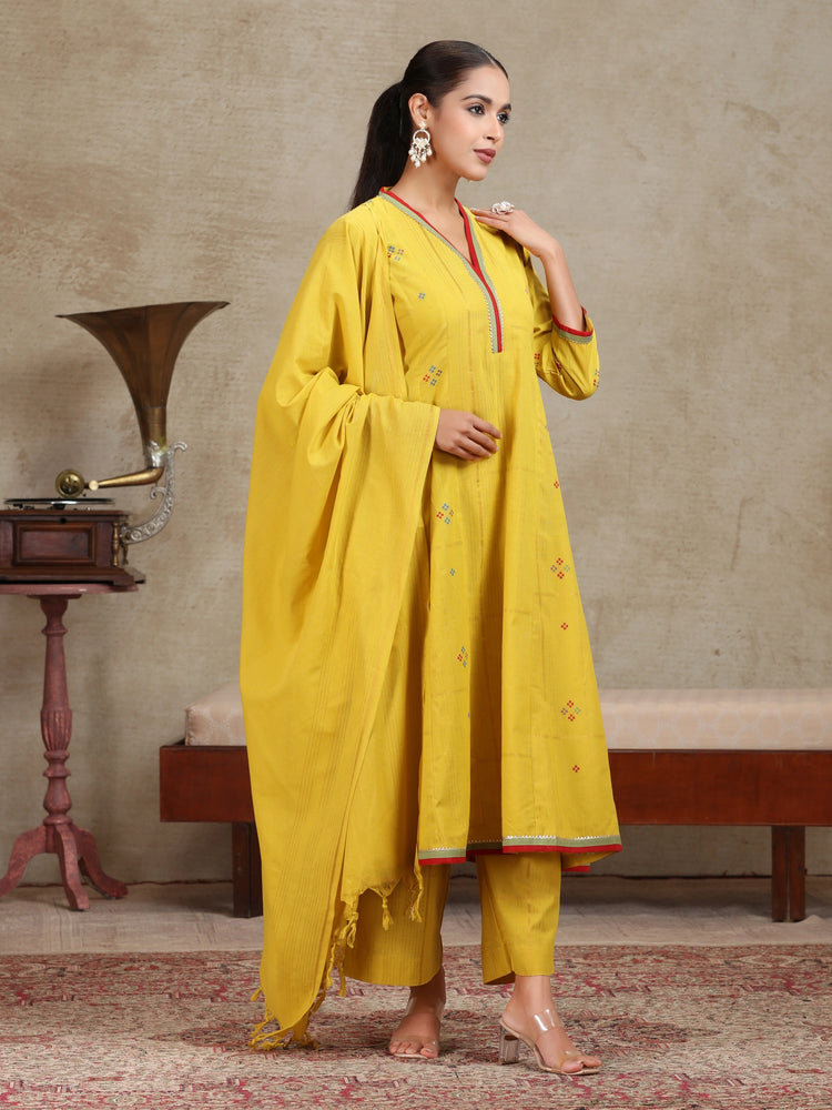 Mustard Solid Anarkali Ethnic Set