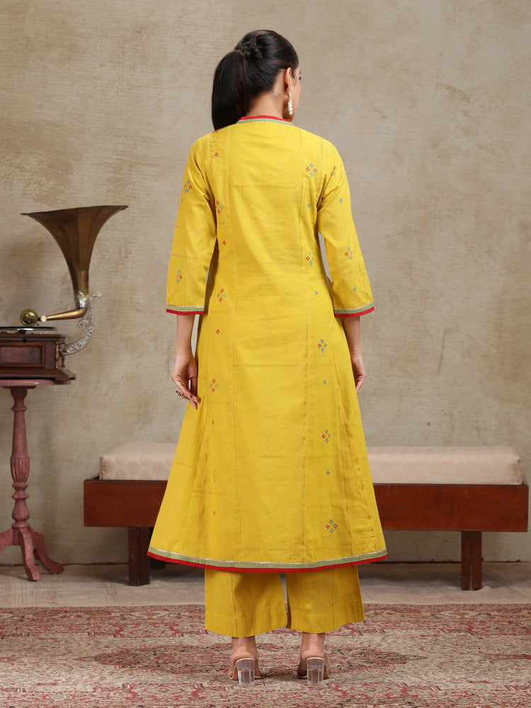 Mustard Solid Anarkali Ethnic Set