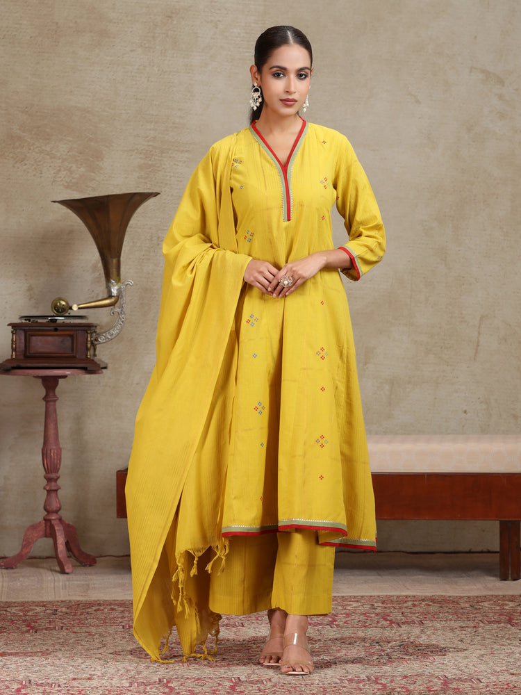 Mustard Solid Anarkali Ethnic Set