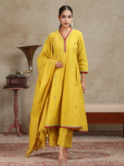 Mustard Solid Anarkali Ethnic Set