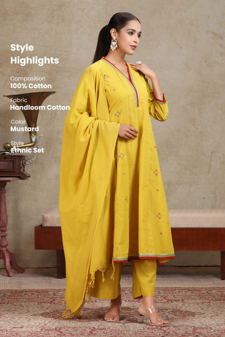Mustard Solid Anarkali Ethnic Set