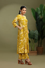 Mustard Vatican Printed Straight Kurta Pant Co ord Set