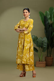 Mustard Vatican Printed Straight Kurta Pant Co ord Set