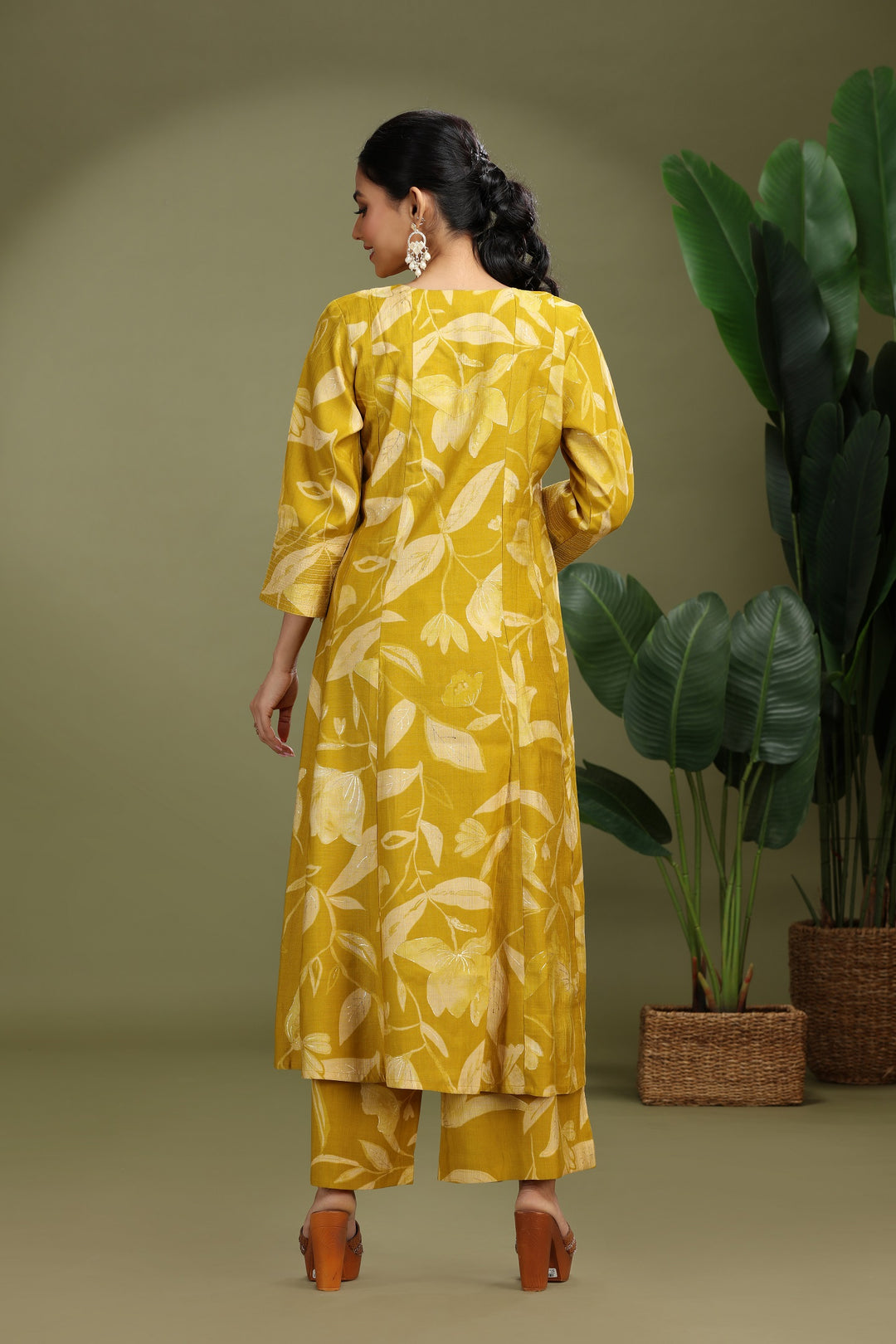 Mustard Vatican Printed Straight Kurta Pant Co ord Set