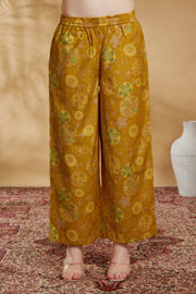 Mustard Viscose Printed Straight Kurta Pant Co ord Set