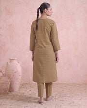 Mustard Cotton Printed Kurta Pant & Dupatta Ethnic Set