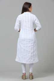 White Cotton A Line Kurta