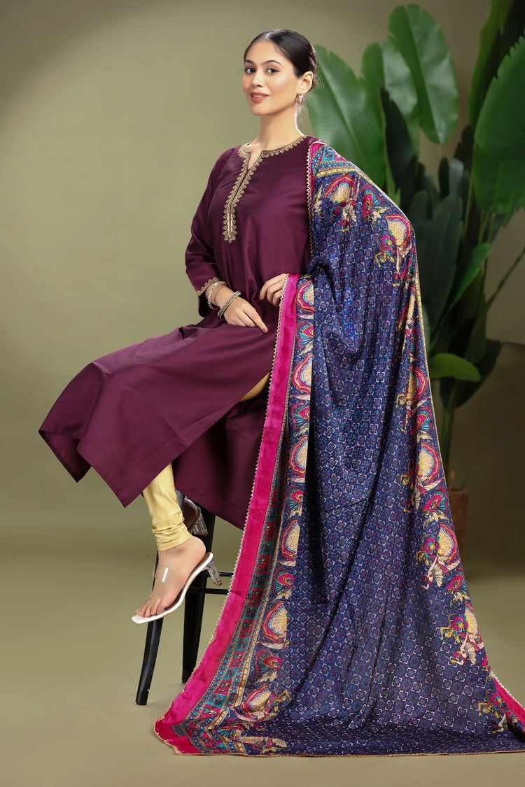 Navy Blue Chiffon Floral Printed Dupatta