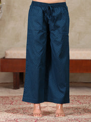 Navy Blue Embroidered Straight Co-ord Set