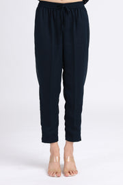 Navy Blue Georgette Embroidered A Line Kurta Pant and Dupatta Suit Set