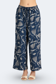 Navy Blue Rayon Floral Printed Straight Kurta Pant Co ord Set