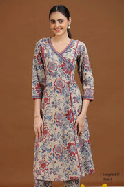 Off White Floral Printed A-Line Cotton Co-ord Set