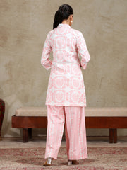 Off White Floral Printed Straight Co-ord Set