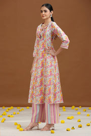 Off White Paisley Design Straight Co-ord Set