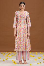 Off White Paisley Design Straight Co-ord Set