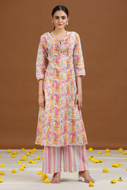 Off White Paisley Design Straight Co-ord Set