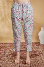 Off White Printed A-Line Cotton Co-ord Set for women