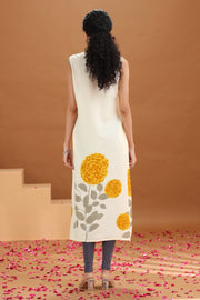 Off White Floral Printed A Line Kurta