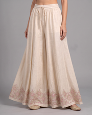 Off White Embroidered Ethnic Kurta Set with Dupatta