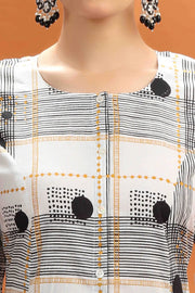 Off White & Black Jaipuri Cotton Printed A Line Kurta and Pant Set for women 