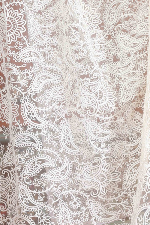 Off White Net Embroidered Dupatta for women and girls