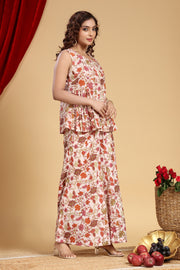 Peach Jaipuri Cotton Floral Printed Top