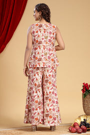 Peach Jaipuri Cotton Floral Printed Top