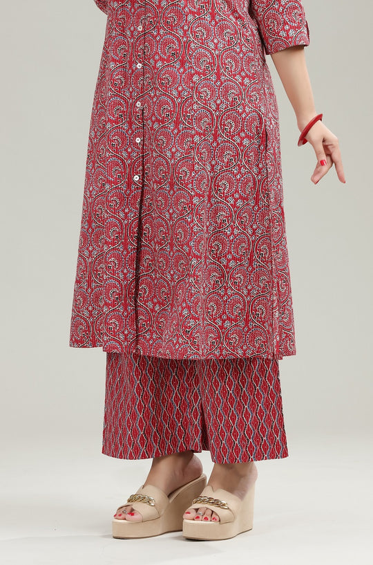 Rust Jaipuri Cotton Straight Fit Pant