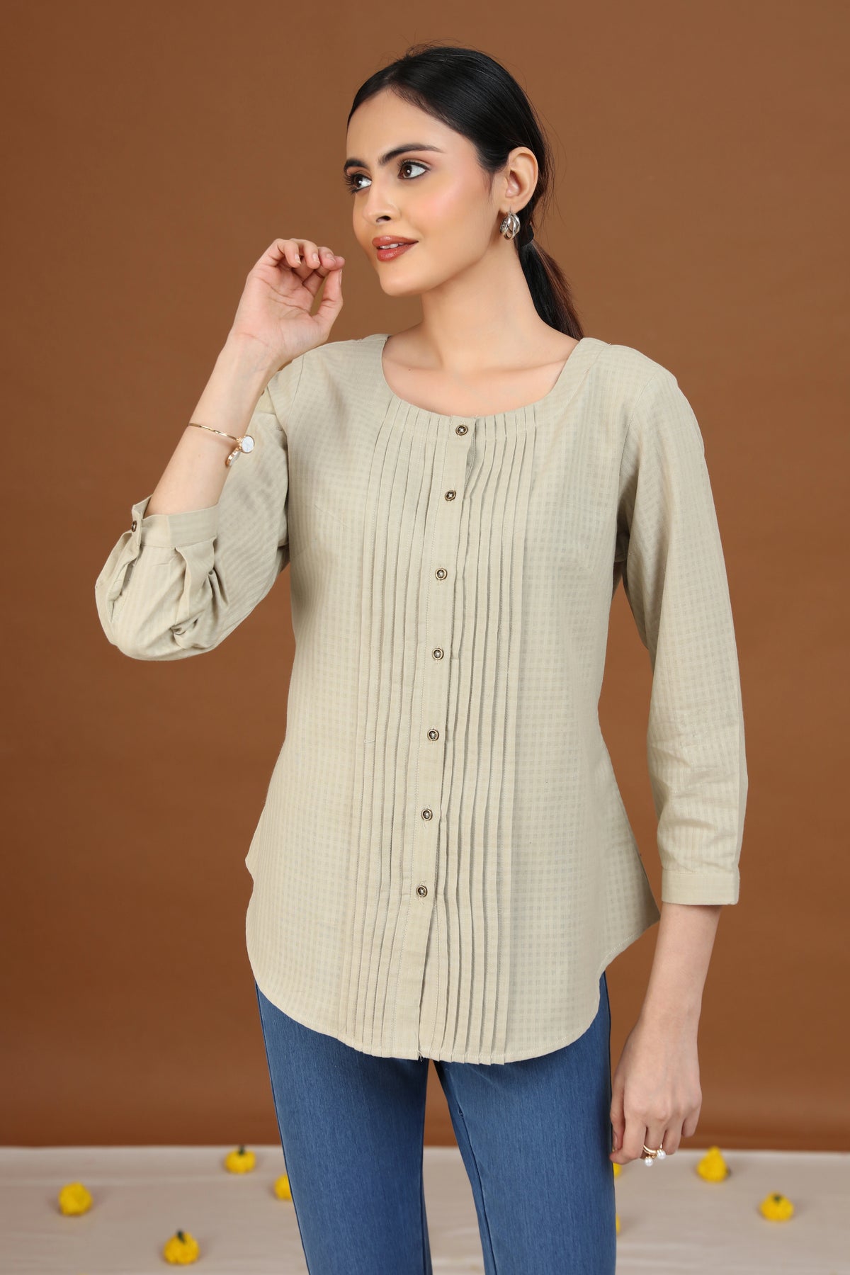Pastel Green Pintuck Tunic