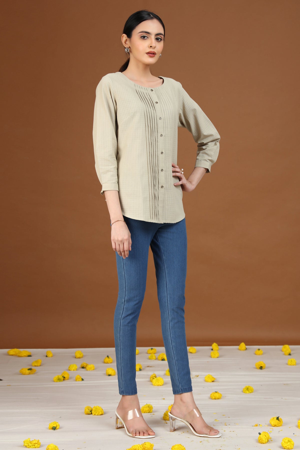 Pastel Green Pintuck Tunic