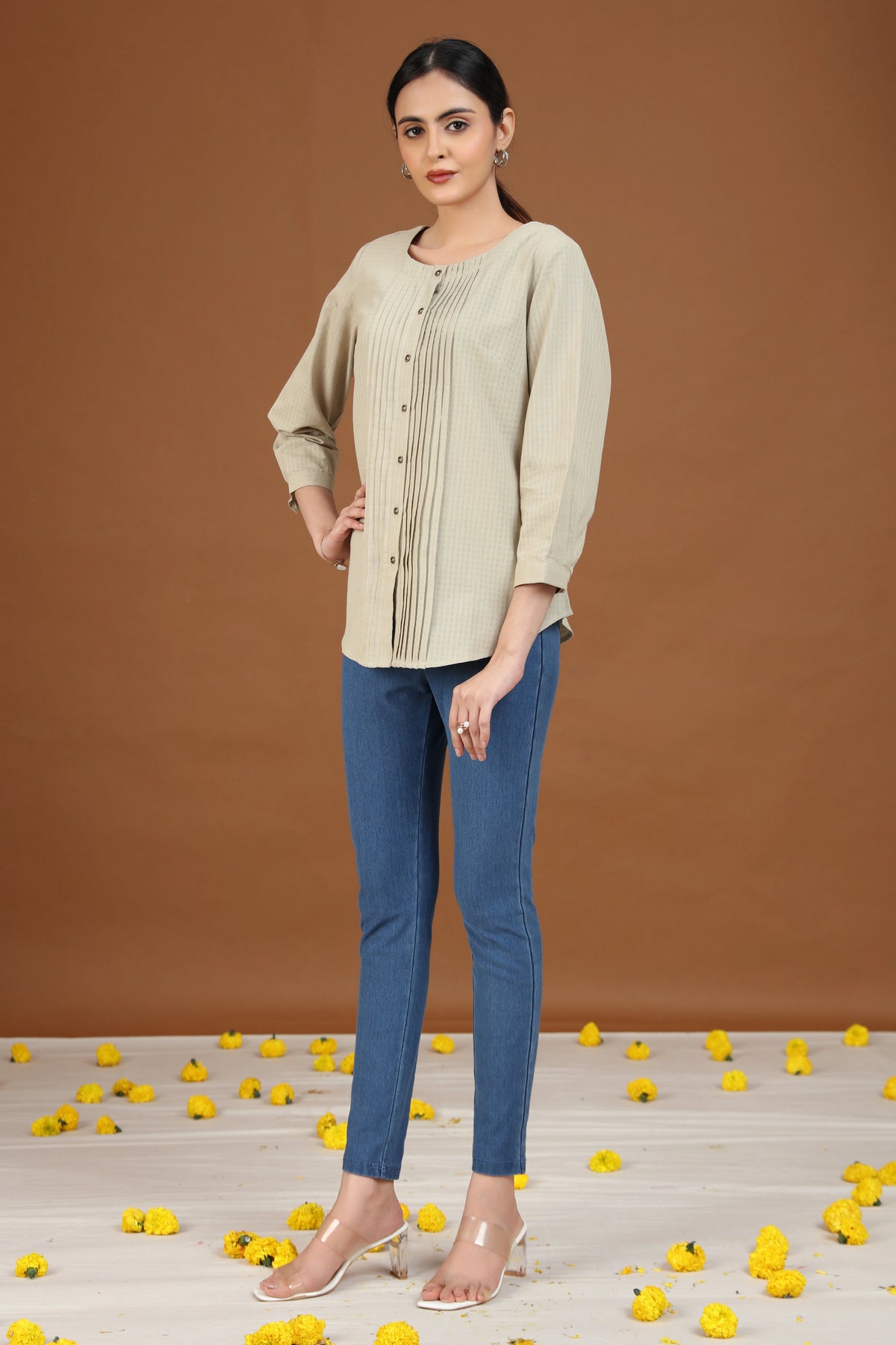 Pastel Green Pintuck Tunic
