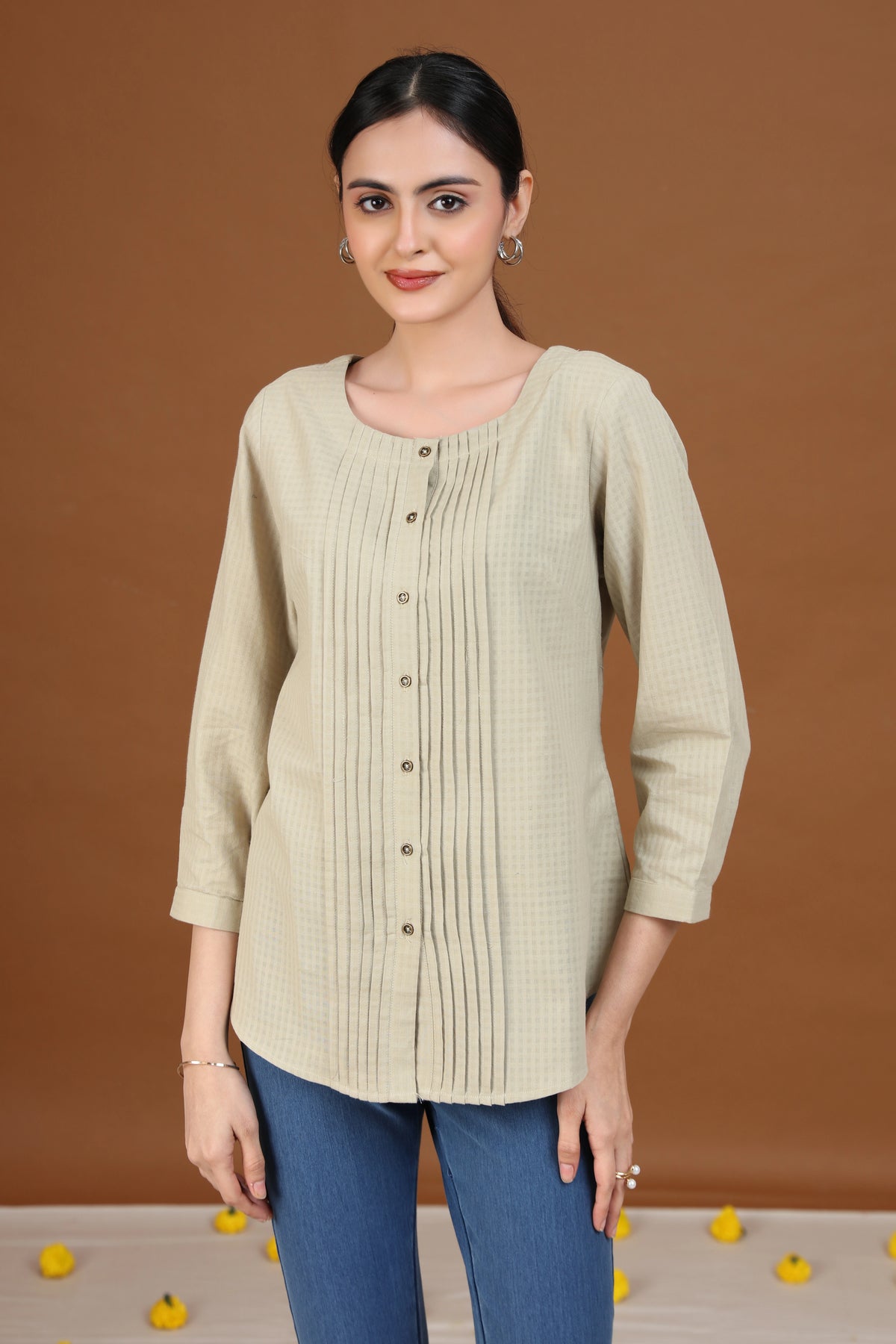 Pastel Green Pintuck Tunic