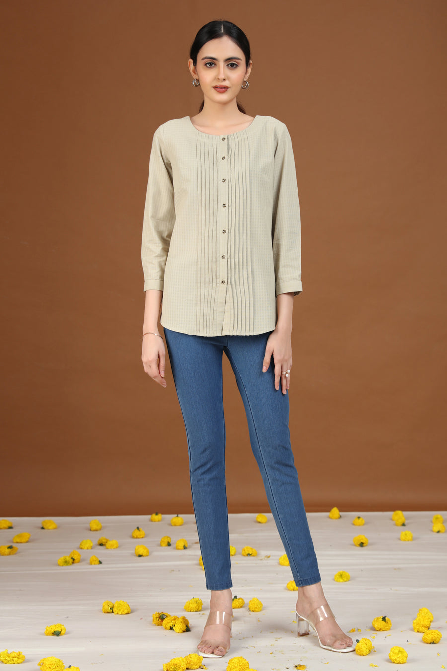 Pastel Green Pintuck Tunic