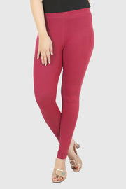 Peach Cotton Lycra Ankle Length Legging