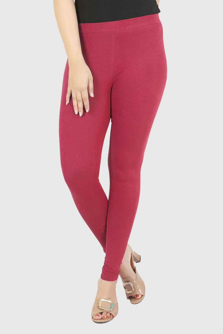 Peach Cotton Lycra Ankle Length Legging
