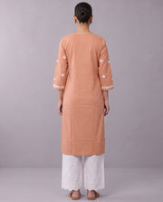 Peach Chikankari Straight Women's Kurta