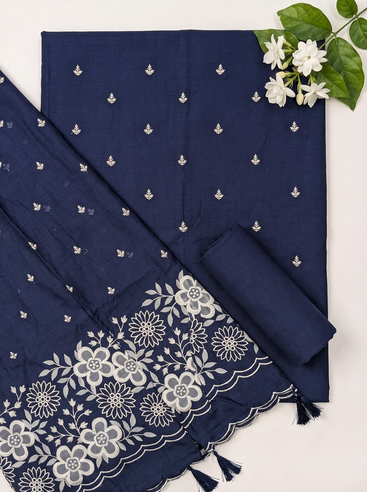 Pigeon Mulmul Cotton Dress Material with Embroidered Details