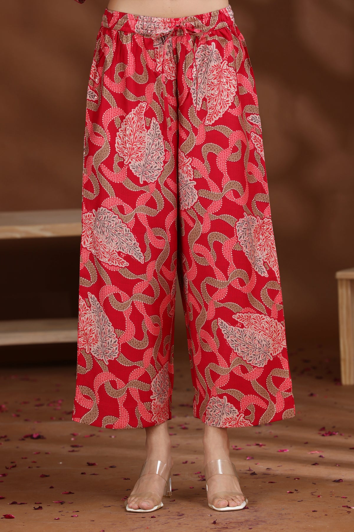 Pink Embroidered Straight Co-ord Set