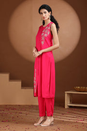 Pink Embroidered Straight Co ord Set