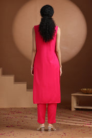 Pink Embroidered Straight Co ord Set