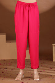 Pink Embroidered Straight Co ord Set