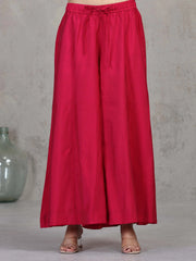 Pink Floral Embroidered A-Line Ethnic Set